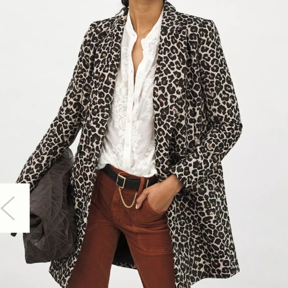 Gianna Longline Size 2 Leopard Blazer